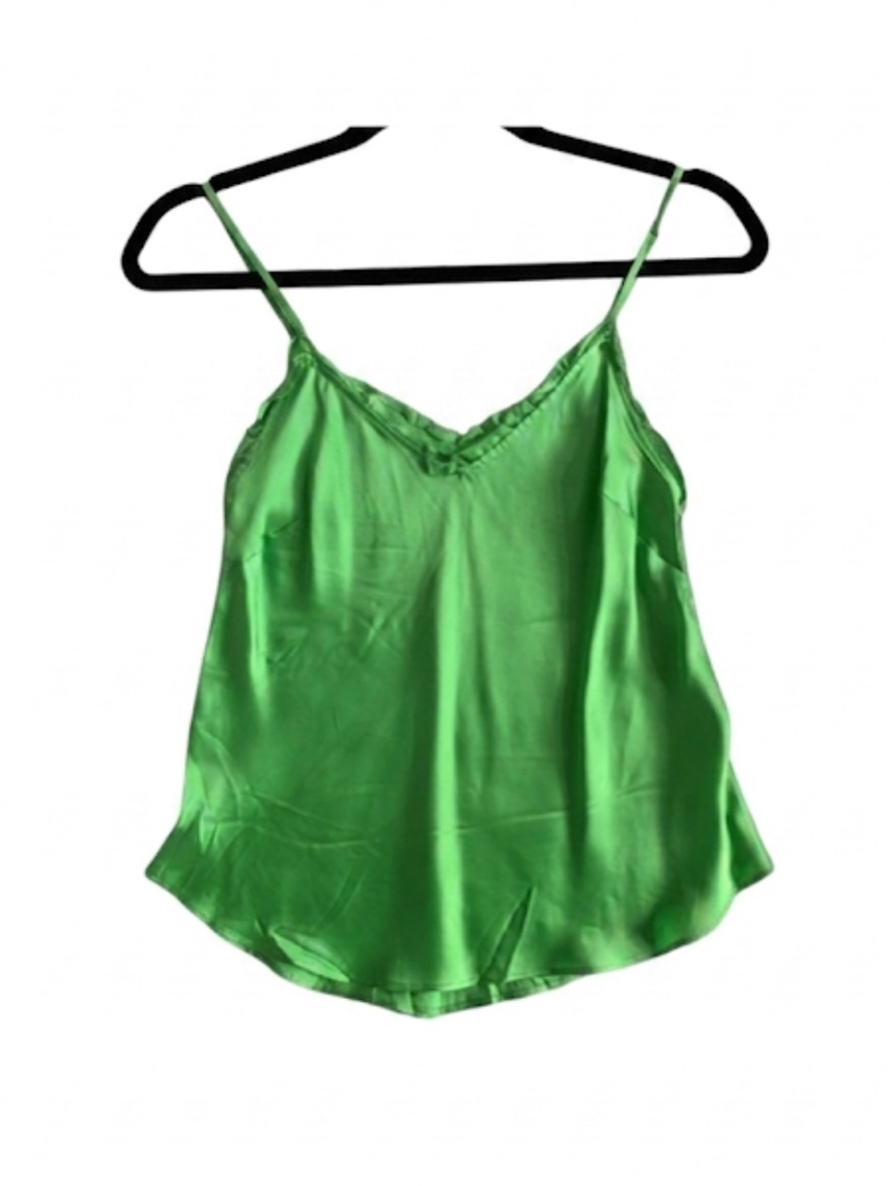 NWT Wilfred Wera Camisole Ruffled Tank Top Silky 100% Cupro Neon Ivy Green RARE